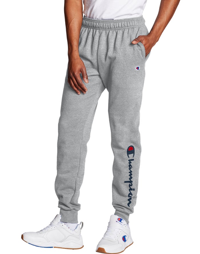 Champion Powerblend Fleece Script Logo Erkek Joggers Gri ( HJNPQW293 )